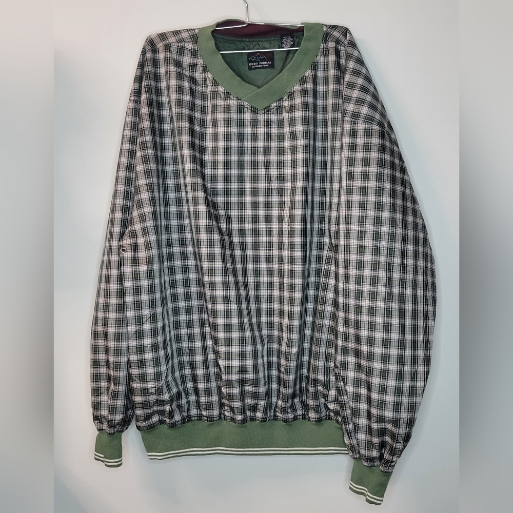Greg Norman Green Plaid Pullover Wind Rain Golf Outdoor Shirt Men's XL